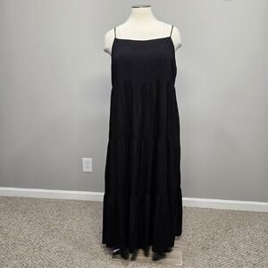 Andree By Unit Maxi‎ Dress Plus Size 1X Black Tier Summer Travel Minimalist Boho